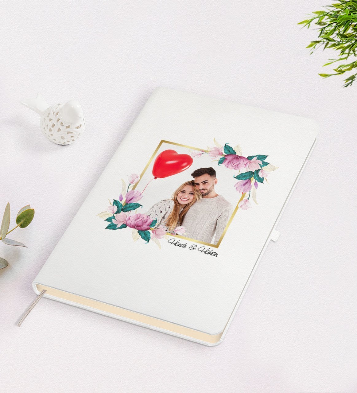 Kişiye Özel Sevgililer Günü Temalı İsimli Fotoğraflı Beyaz Defter-30