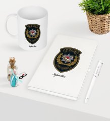 Kişiye Özel Polis Özel Harekat Temalı Beyaz Defter Kalem Kupa Seti