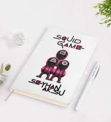 Kişiye Özel Squid Game Tasarımlı Beyaz Defter ve Kalem Seti-2