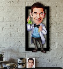 Kişiye Özel Bay Kimya Öğretmeni Karikatürlü 3D Ahşap Tablo-3