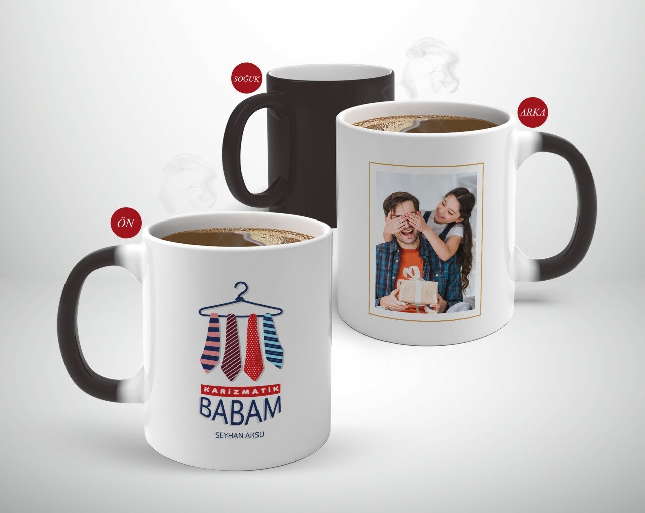 Kişiye Özel Babalar Günü Hediyesi Fotoğraflı Sihirli Kupa Bardak-72