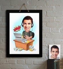 Kişiye Özel Bay Gamer Karikatür Ahşap Tablo - 1