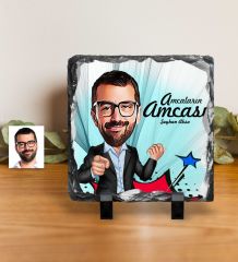 Kişiye Özel Amcaların Amcası Karikatürlü Dekoratif Doğal Taş - 1