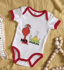 BK Kids No Problem Tasarımlı Kırmızı Bebek Body Zıbın-1