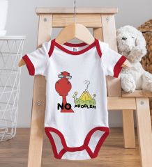 BK Kids No Problem Tasarımlı Kırmızı Bebek Body Zıbın-1