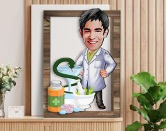 BK Gift Kişiye Özel Erkek Eczacı Karikatürlü 3D Ahşap Tablo, Sevgiliye Hediye, Arkadaşa Hediye, Yıl Dönümü Hediyesi, Doğum Günü Hediyesi-2