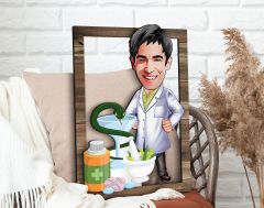 BK Gift Kişiye Özel Erkek Eczacı Karikatürlü 3D Ahşap Tablo, Sevgiliye Hediye, Arkadaşa Hediye, Yıl Dönümü Hediyesi, Doğum Günü Hediyesi-2