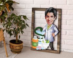 BK Gift Kişiye Özel Erkek Eczacı Karikatürlü 3D Ahşap Tablo, Sevgiliye Hediye, Arkadaşa Hediye, Yıl Dönümü Hediyesi, Doğum Günü Hediyesi-2