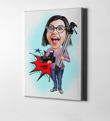 Kişiye Özel Bayan Profesyonel Fotoğrafçı Karikatür Kanvas Tablo (50 x 70 cm.) 1