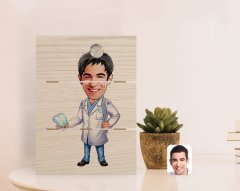 Kişiye Özel Erkek Diş Hekimi Karikatürlü Otantik Masaüstü Ahşap Palet Çerçeve-3