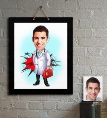Kişiye Özel Bay Acil Tıp Teknisyeni Karikatür Ahşap Tablo - 1