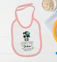 BK Kids Sıkıntı Yok Dedem Halleder Tasarımlı Pembe Bebek Body Zıbın ve Mama Önlüğü Hediye Seti-1