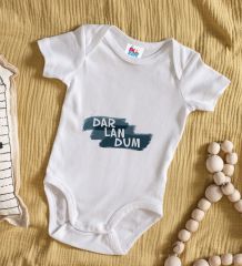 BK Kids Darlandum Tasarımlı Beyaz Bebek Body Zıbın-1