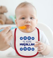 BK Kids Maşallah Tasarımlı Kırmızı Bebek Mama Önlüğü-2