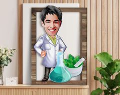 BK Gift Kişiye Özel Erkek Eczacı Karikatürlü 3D Ahşap Tablo, Sevgiliye Hediye, Arkadaşa Hediye, Yıl Dönümü Hediyesi, Doğum Günü Hediyesi-1