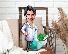 BK Gift Kişiye Özel Erkek Eczacı Karikatürlü 3D Ahşap Tablo, Sevgiliye Hediye, Arkadaşa Hediye, Yıl Dönümü Hediyesi, Doğum Günü Hediyesi-1