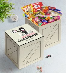 Kişiye Özel Matematik Öğretmeni Ahşap Kutuda Nostaljik Lezzetler Hediye Seti-1
