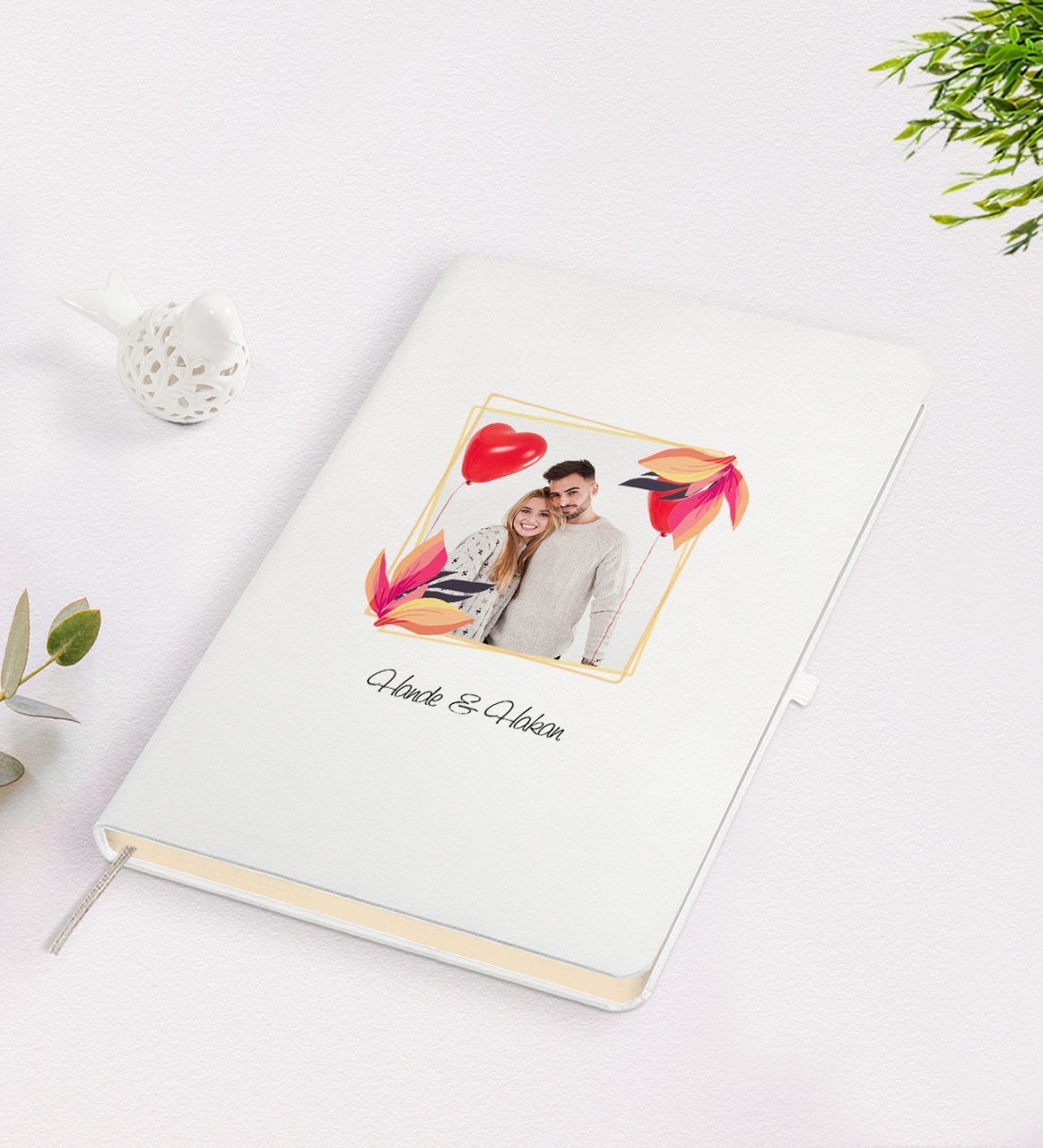 Kişiye Özel Sevgililer Günü Temalı İsimli Fotoğraflı Beyaz Defter-28