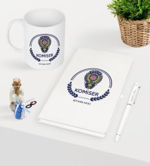 Kişiye Özel Komiser Temalı Beyaz Defter Kalem Kupa Seti - 2