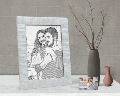 Kişiye Özel Tam Boy Karakalem Sevgililer Karikatürlü Dekoratif Çerçeve-1