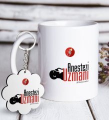 Kişiye Özel Mesleki Anestezi Uzmanı Beyaz Kupa ve Anahtarlık Hediye Seti