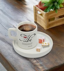 Kişiye Özel Mânâ Abi Tasarımlı Sunum Tabaklı Türk Kahvesi Fincanı Model 1