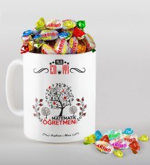 Kişiye Özel Yılın En İyi Matematik Öğretmeni Kupa ve Haribo Şeker Hediye Seti