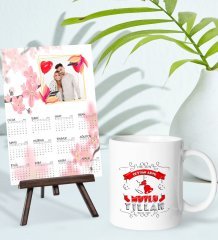 BK Gift Kişiye Özel Yılbaşı Tasarımlı Kupa Bardak ve 13x18cm Fotoğraf Kartlı Şövaleli 2023 Takvim Hediye Seti-43