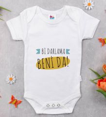 BK Kids Darlama Beni Tasarımlı Beyaz Bebek Body Zıbın-1