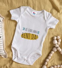 BK Kids Darlama Beni Tasarımlı Beyaz Bebek Body Zıbın-1