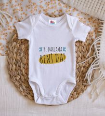 BK Kids Darlama Beni Tasarımlı Beyaz Bebek Body Zıbın-1