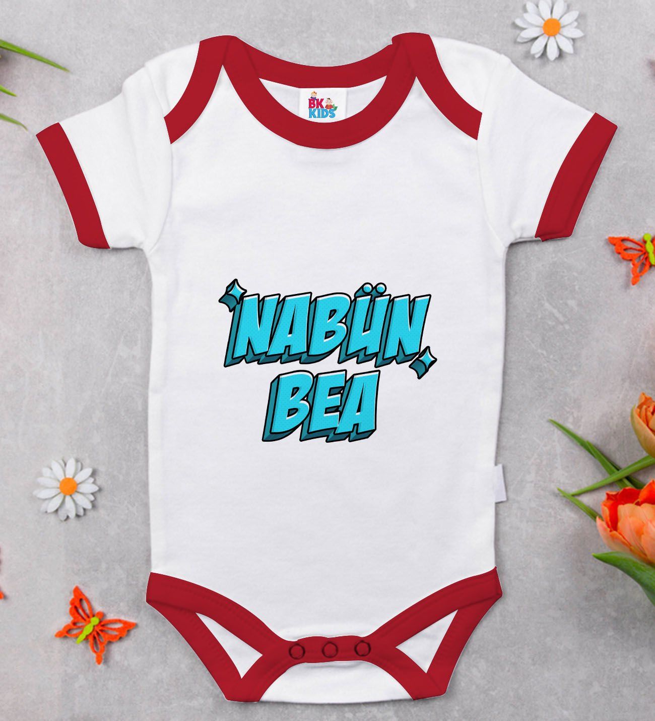 BK Kids Nabün Bea Tasarımlı Kırmızı Bebek Body Zıbın-1