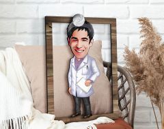 BK Gift Kişiye Özel Erkek Doktor Karikatürlü 3D Ahşap Tablo, Sevgiliye Hediye, Arkadaşa Hediye, Yıl Dönümü Hediyesi, Doğum Günü Hediyesi-5