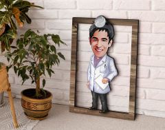 BK Gift Kişiye Özel Erkek Doktor Karikatürlü 3D Ahşap Tablo, Sevgiliye Hediye, Arkadaşa Hediye, Yıl Dönümü Hediyesi, Doğum Günü Hediyesi-5