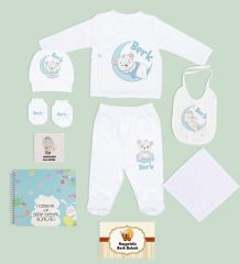 BK Kids Kişiye Özel Beyaz Hastane Çıkışı, Anne-Bebek Günlüğü, Yeni Doğan Bebek Giyim Hediyesi, 9 Parça Bebek Hediye Seti-3