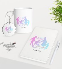 Kişiye Özel Özel Eğitim Öğretmeni Kupa Anahtarlık Beyaz Defter Kalem Hediye Seti-2