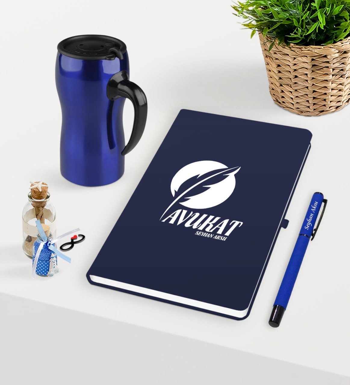 Kişiye Özel Avukat Temalı Lacivert Defter Kalem ve Termos Mug Seti  - 12