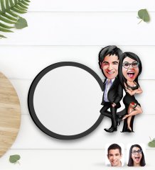 Kişiye Özel Sevgililer Karikatürlü Ahşap Bardak Altlığı-6