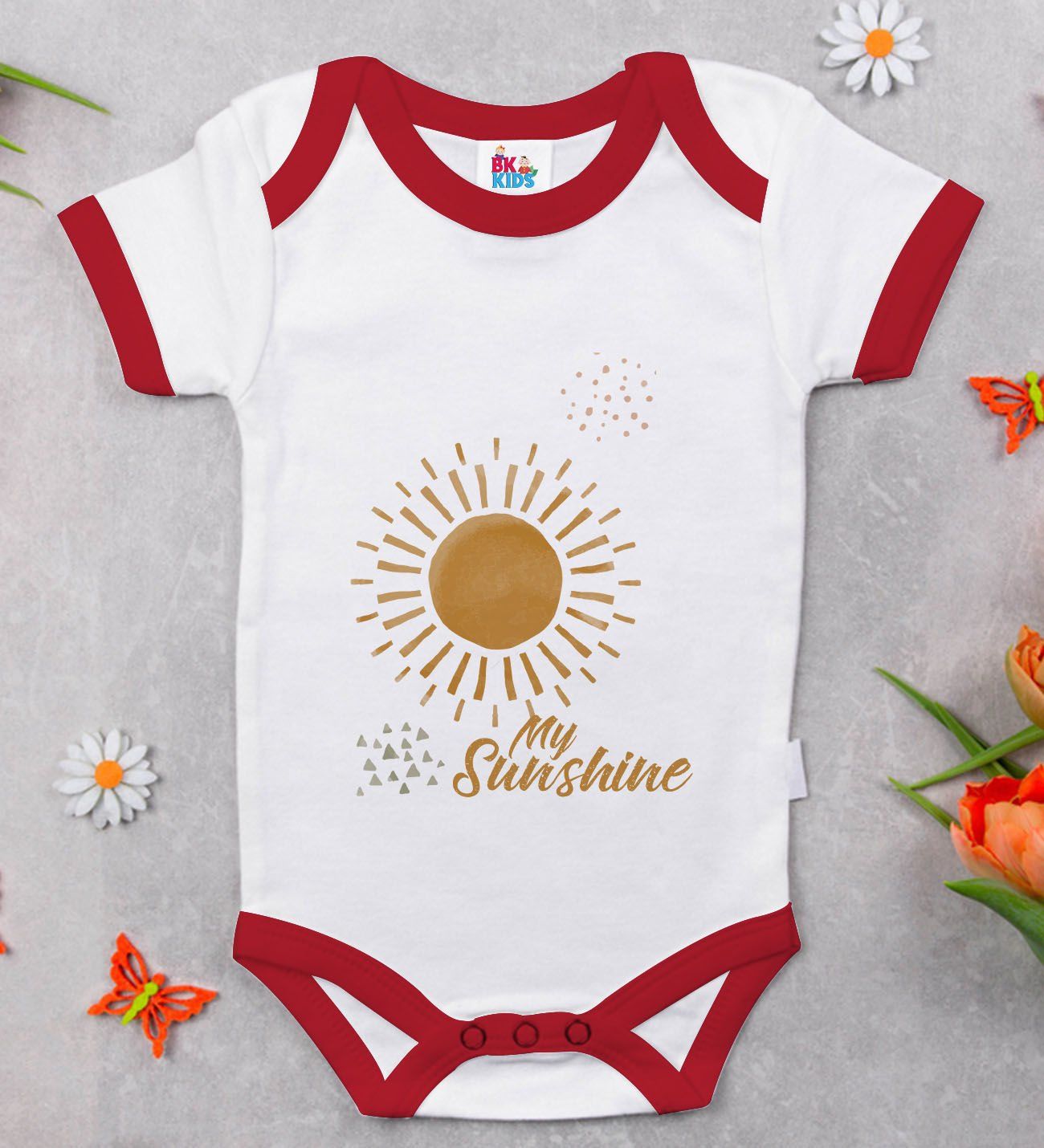 BK Kids My Sunshine Tasarımlı Kırmızı Bebek Body Zıbın-1