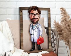 BK Gift Kişiye Özel Erkek Doktor Karikatürlü 3D Ahşap Tablo, Sevgiliye Hediye, Arkadaşa Hediye, Yıl Dönümü Hediyesi, Doğum Günü Hediyesi-4