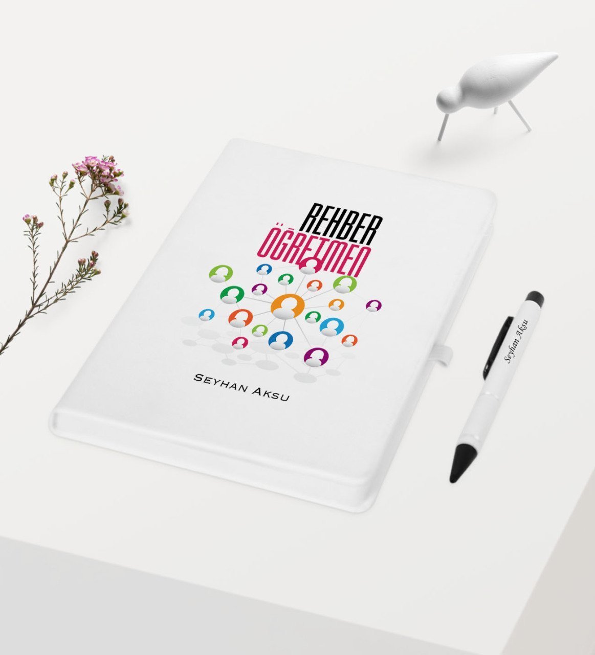 Kişiye Özel Rehber Öğretmen Temalı Beyaz Defter Kalem Hediye Seti