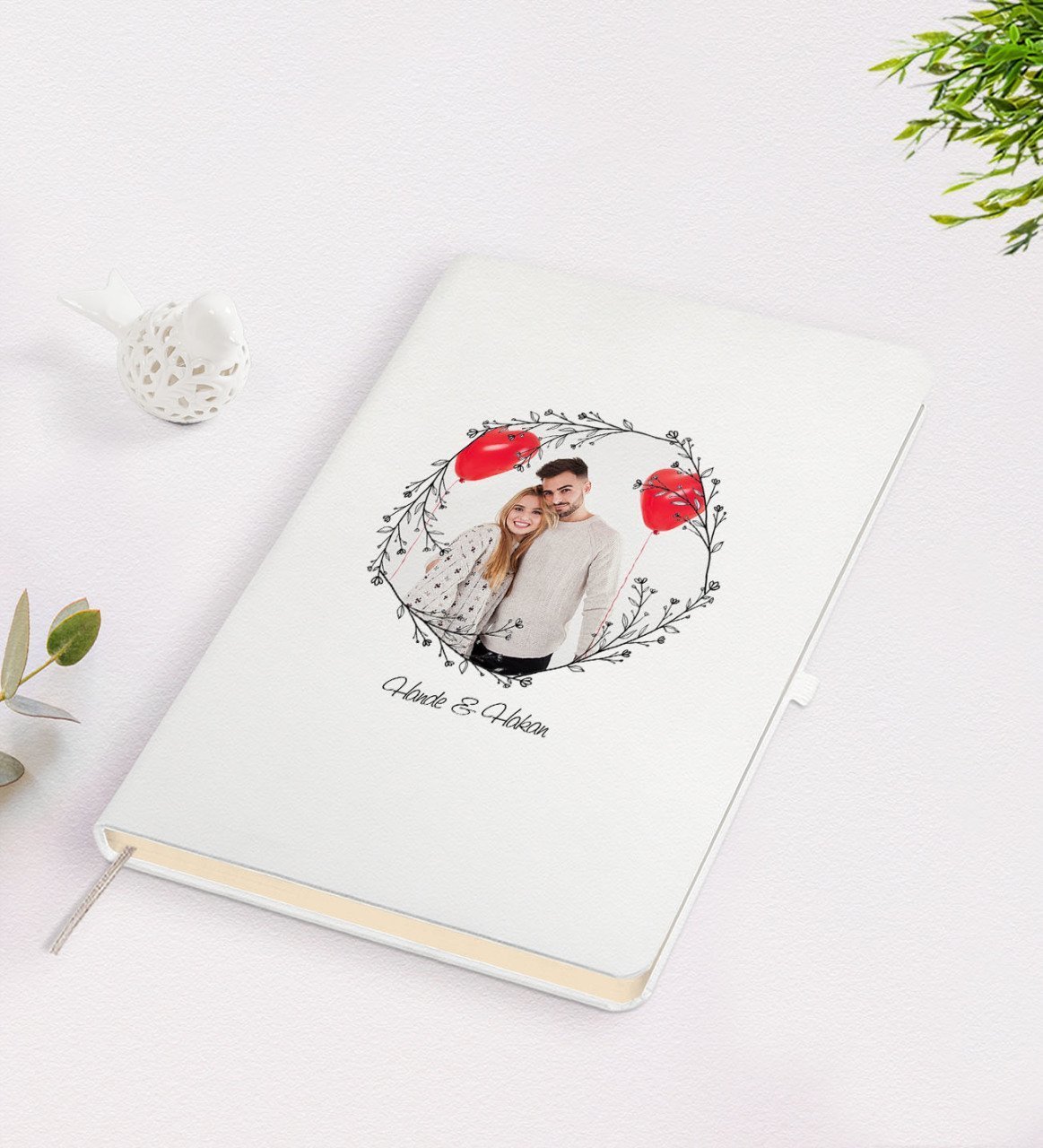 Kişiye Özel Sevgililer Günü Temalı İsimli Fotoğraflı Beyaz Defter-26