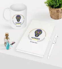 Kişiye Özel Komiser Yardımcısı Temalı Beyaz Defter Kalem Kupa Seti - 2