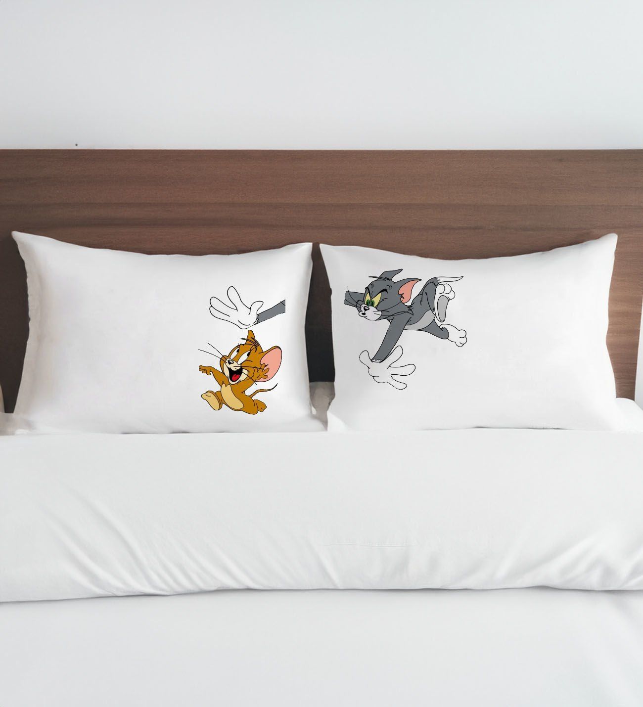 BK Gift Kişiye Özel Eğlenceli Kedi Tasarımlı Pamuklu 2’li Yastık Kılıfı Seti-4 50x70cm , Sevgiliye Hediye, Ev Hediyesi, Tasarım Ev Tekstili