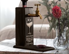 BK Gift Kişiye Özel Kabartma İsimli Musluklu Siyah(Ebony) Ahşap Şarap Standı, Şarap Çeşmesi, Doğum Günü Hediyesi, Ev Hediyesi, İçecek Dispenseri-9