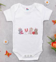 BK Kids Cute Tasarımlı Beyaz Bebek Body Zıbın-2
