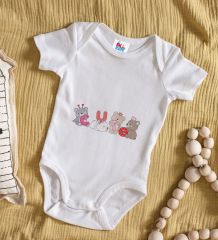BK Kids Cute Tasarımlı Beyaz Bebek Body Zıbın-2