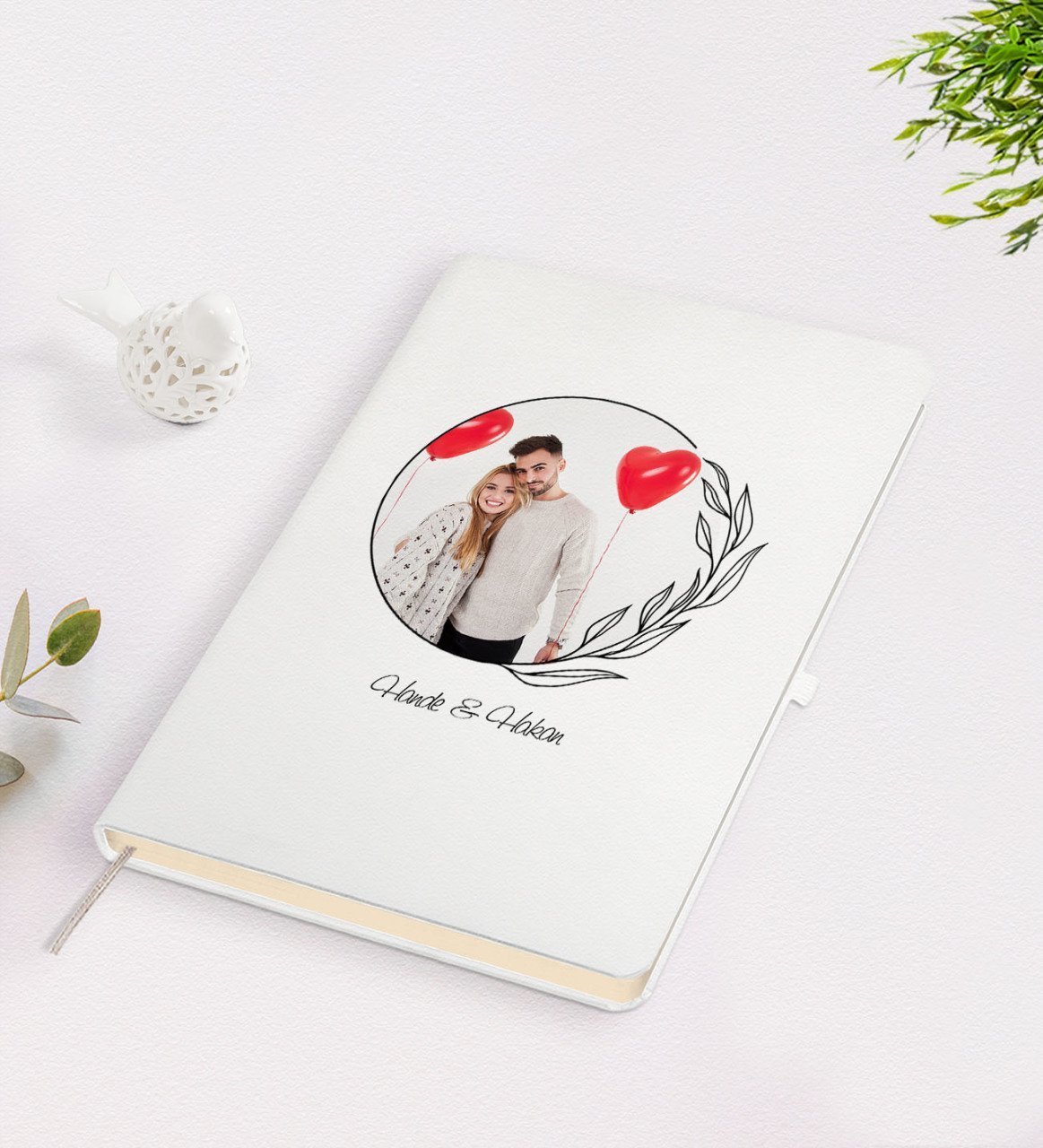 Kişiye Özel Sevgililer Günü Temalı İsimli Fotoğraflı Beyaz Defter-25