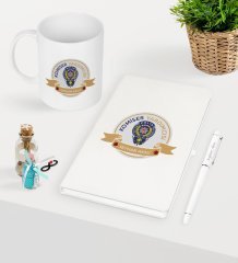 Kişiye Özel Komiser Yardımcısı Temalı Beyaz Defter Kalem Kupa Seti - 1