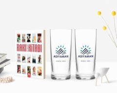 Kişiye Özel Renkli Baskılı Adıyaman Tasarımlı Turistik İkili Rakı Bardağı ve Rakı Cep Kitabı Hediye Seti-2